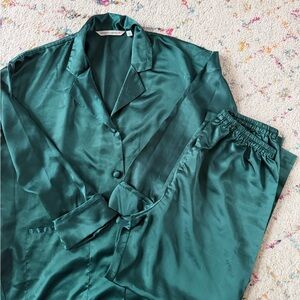 Victoria's Secret Teal Satin Pajama Set